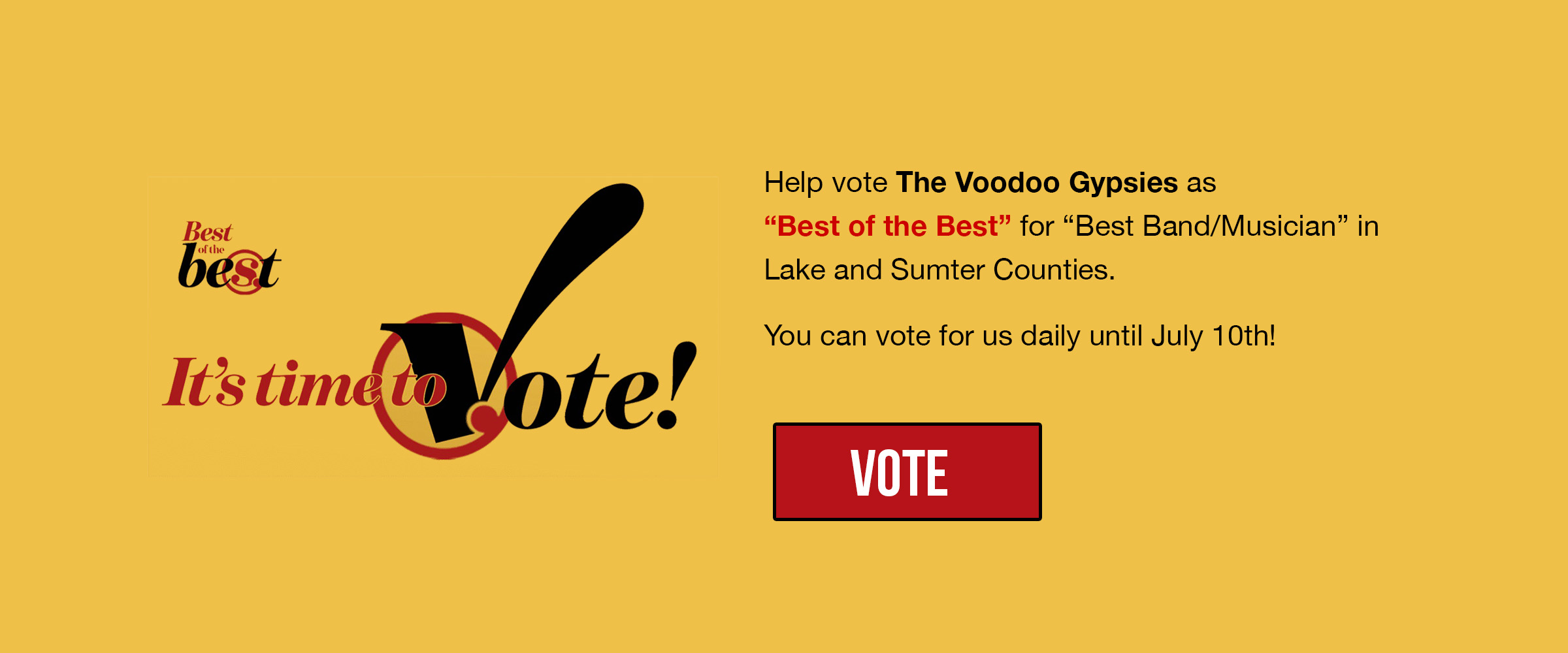 Vote for The Voodoo Gypsies in Lake & Sumter Style Magazines' "Best of The Best"